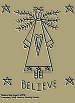 Primitive Stitchery Pattern Primitive "Believe Star Angel!"