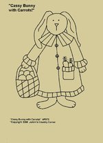 Primitive Stitchery E-Pattern, "Cassy Bunny with Carrots!"