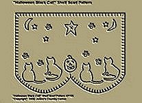 Primitive Stitchery Pattern, "Halloween Black Cat!" Shelf Scarf Pattern!