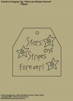 Primitive Stitchery Pattern, "Stars and Stripes Forever!" Hanging Tag