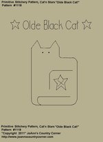 Primitive Stitchery Pattern, "Olde Black Cat"