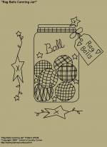 Primitive Stitchery Pattern, "Rag Balls Canning Jar with Primitive Tag!" Pattern