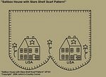 Primitive Stitchery Pattern "Saltbox House with Stars Shelf Scarf Pattern!"