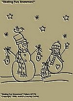 Primitive Stitchery Pattern, "Skating Fun Snowmen!"