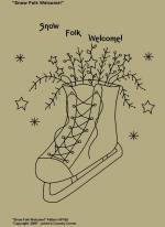 Primitive Stitchery Pattern, "Snow Folk Welcome!"