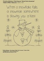 Primitive Stitchery Pattern, "When a snowflake falls, a snowman somewhere is blowing you a kiss!"