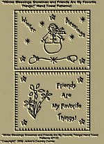 Primitive Stitchery Patterns "Winter Blessings and Friends Are My Favorite Things!" Hand Towel Patterns!